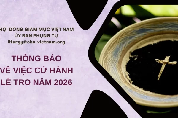 Ủy ban Phụng tự thông báo việc cử hành Lễ Tro năm 2026