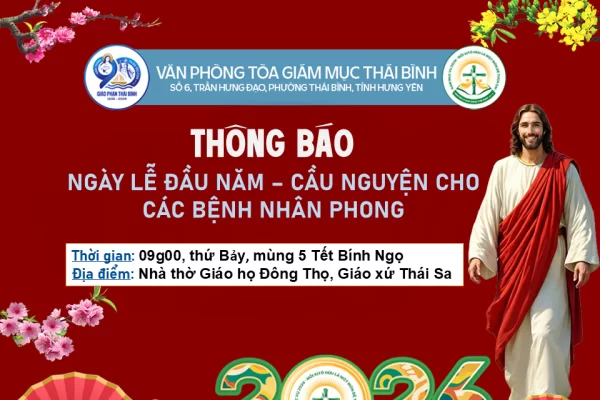 Thông báo: Ngày lễ đầu năm – cầu nguyện cho các bệnh nhân phong