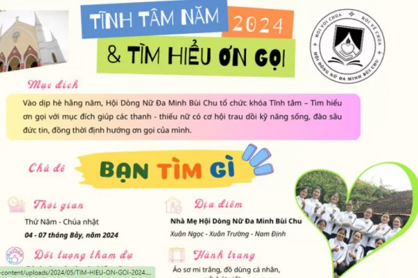 Hội Dòng Nữ Đa Minh Bùi Chu - Thư ngỏ mời tham dự khoá tìm hiểu ơn gọi