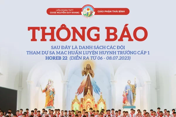 Liên đoàn TNTT Giuse Khang: Danh sách SMS tham dự Sa Mạc huấn luyện Huynh trưởng Horeb 22