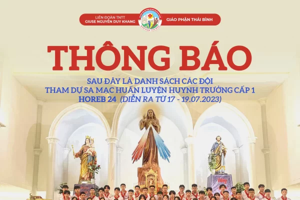 Liên đoàn TNTT Giuse Khang: Danh sách SMS tham dự Sa Mạc huấn luyện Huynh trưởng Horeb 24 - SM Horeb cuối của năm 2023