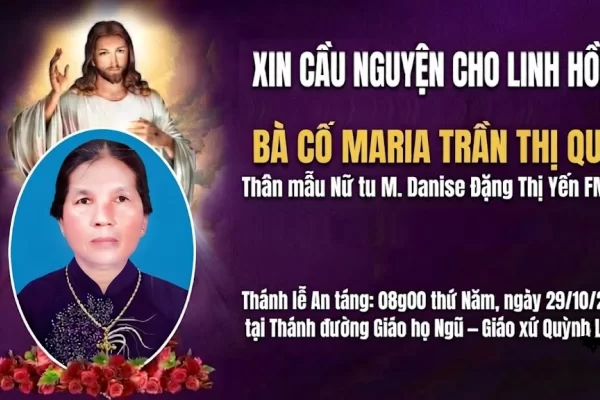 Cáo phó: Bà Cố Bà Cố Maria Trần Thị Quỳ